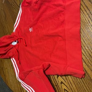 Red Adidas crop top sweat shirt